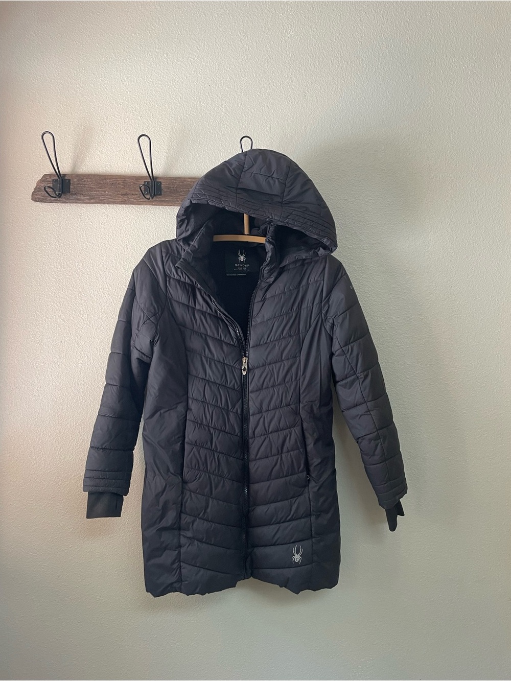 Spyder Girl’s Black Quilted Hooded Puffer Coat